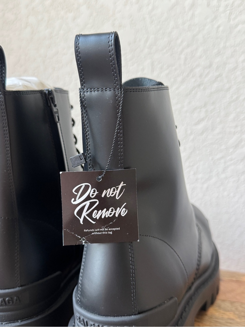 Balenciaga Black Leather Combat Boots - Picture 5 of 8